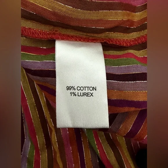 Amaryllis Womens Striped Tassle Pom Pom Boho Colorful CottonTop Size M NWOT - Picture 6 of 8